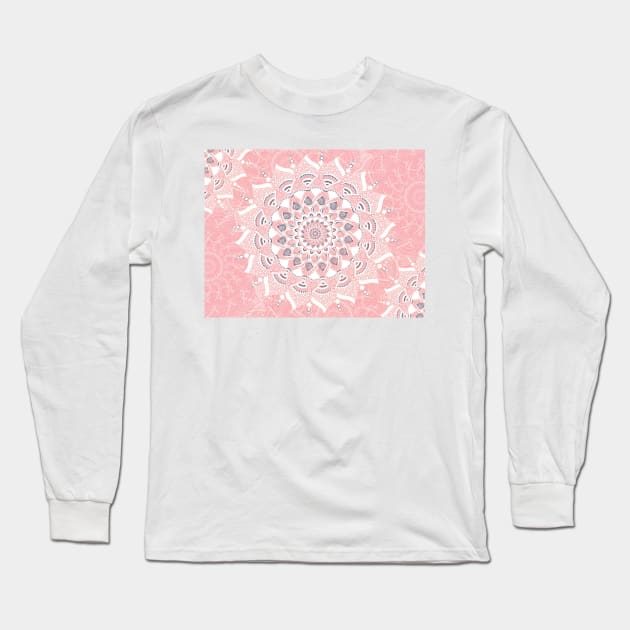 Pink flower mandala Long Sleeve T-Shirt by Morishasha